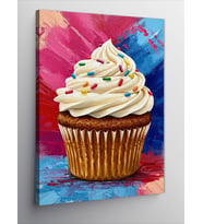 Kanvas Tablo Renkli Cupcake Çizimi