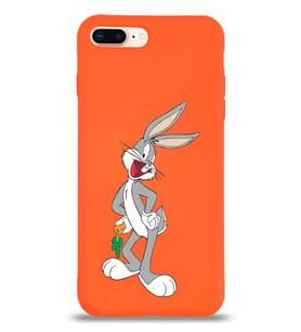 Apple iPhone 8 Plus Uyumlu Lansman Kılıf Bugs Bunny Tasarımlı Altı Kapalı İçi Kadife Kaplı  Kapak (Şeffaf)