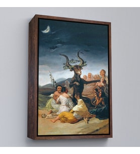 Çerçeveli Cadılar Bayramı, Francisco Goya Cadılık Meclisi Sanatı Kanvas Tablo (Altın)
