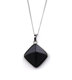 Obsidyen Doğal Taş Piramit Model Kolye