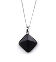 Obsidyen Doğal Taş Piramit Model Kolye