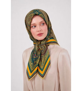 Lesscarves Pamuk İpek Eşarp Etnik Desenli LS2205