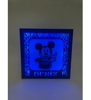 Sihirli Mickey Mouse Kişiye Özel Gece Lambası Mavi