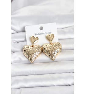 316L Çelik Gold Renk Kalp Model Kadın Küpe TJ-BKP11825