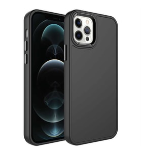 Coverzone Apple iPhone 12 Pro Max ile uyumlu K?l?f Metal �er�eve Tasar?ml? Pastel Renkli iPhone 12 Pro Max ile uyumlu Sert Ebullience Siyah