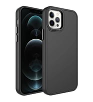 Coverzone Apple iPhone 12 Pro Max ile uyumlu K?l?f Metal �er�eve Tasar?ml? Pastel Renkli iPhone 12 Pro Max ile uyumlu Sert Ebullience Siyah