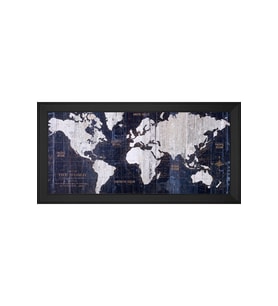 Harita Temalı Kanvas Tablo 80 x 110 cm Siyah Çerçeve