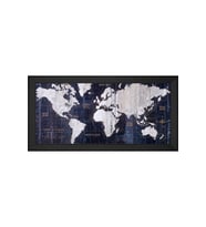 Harita Temalı Kanvas Tablo 80 x 110 cm Siyah Çerçeve