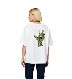 Yeşil Diş Elli Cartoon Baskılı Kadın Oversize Tişört