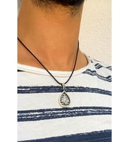 Damla Model Osmanlı Tuğra İşlemeli Gümüş Erkek Kolye