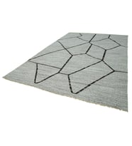 Gri Halı El Dokuma Yün Pamuk Modern Geometrik Desenli Salon Halısı Yatak Odası Dekoratif
