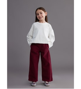 LCW Kids Bordo Geniş Paça Kız Çocuk Kadife Pantolon