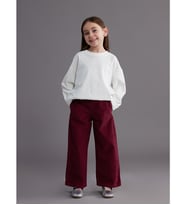LCW Kids Bordo Geniş Paça Kız Çocuk Kadife Pantolon