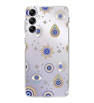 PrintiFy Samsung Galaxy A14 ile Uyumlu Nazar Boncuğu 5  Kamera Korumalı Şeffaf Silikon Kılıf