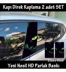 kedi yeşil göz folyo - 2kapı için 2adet sticker kaplama - tuning modifiye