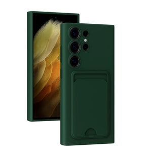 Samsung Galaxy S24 Ultra Kılıf Kelvin Kartvizitli Silikon - Koyu Yeşil