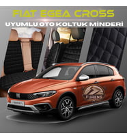 Fiat Egea Cross Siyah Renk Tay Tüyü Cepli & Terletmez Sırtlı Oto Koltuk Minder Seti - Koltuk Koruma Kılıfı (ÖN & ARKA TAM SET)