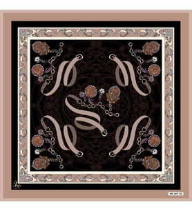Kemer Zincirli Desen Black Seri Twill Eşarp Eşarp Askısı ile Birlikte 90x90 cm P