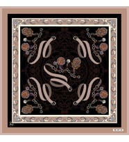 Kemer Zincirli Desen Black Seri Twill Eşarp Eşarp Askısı ile Birlikte 90x90 cm P