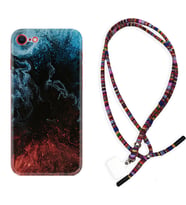 Apple iPhone 5 6 7 8 Plus Se XR Kılıf Boyun Asklı Rasta Silikon Red Blue Black Abstact 1386