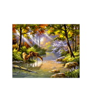 Sevimli Geyikler Sticker(Çerçeveli) 90x110 Sayılarla Boyama Hobi Seti