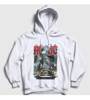 Presmono Unisex Beyaz Black Ice Train AC/DC Kapüşonlu Sweatshirt 6029tt