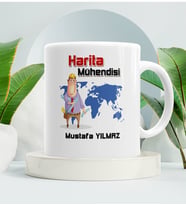 Harita Mühendisine Hediye Kupa Bardak Beyaz 003