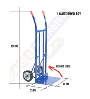 Büyük Boy Katlanır Tablalı Yük Ve Koli Taşıma El Arabası