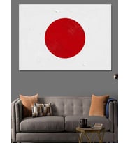 Japonya Bayrağı Kırmızı Daire Dekoratif Kanvas - Mdf Ahşap Tablo