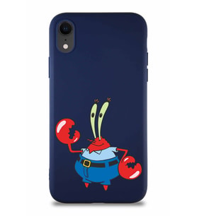 Apple iPhone XR Soft Premier Kapak Bay Yengeç Tasarımlı Silikon Kılıf - Lacivert (Şeffaf)