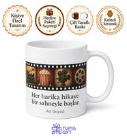 Kişiye Özel Film Şeridi Temalı Kupa Bardak İsimli Hediye Sinema Kupası
