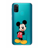 Samsung Galaxy M21 Kapak Mickey Mouse Tasarımlı Şeffaf Silikon Kılıf