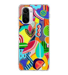 PrintiFy Xiaomi Poco F3 ile Uyumlu 1mm Slim Fit Retro Renkler 6 Baskılı Şeffaf  Kılıf