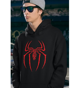 Spider-Man Logo Baskılı Unisex Oversize Örümcek Adam Hoodie