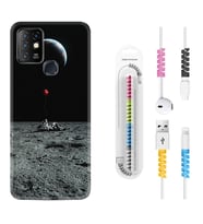 INFINIX Hot 8 9 10 11S Hot 10 Play 10T Kılıf Kablo Koruma Spiral Silikon Astronoot Red Baloon 1608