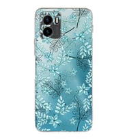 Vivo Y15s 2021 Uyumlu Kamera Korumalı Kapak Floral Su Yeşili Tasarımlı Şeffaf Silikon Kılıf