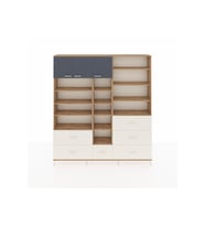 Arges Dolap 17 Raflı 6 Çekmeceli 3 Kapaklı 220x30x243 Çam-Antrasit/Aytaşı