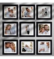 9 adet 30x30 Kare Çerçeve Fotoğraflar Hediye (Siyah)