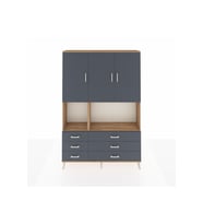Arges Gardrop 6 Raflı 6 Çekmeceli 3 Kapaklı 132x30x195 Çam-Antrasit