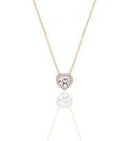 Gümüş Rose Pırlanta Modeli Zirkon Taşlı Kalp Kolye SGTL12393ROSE