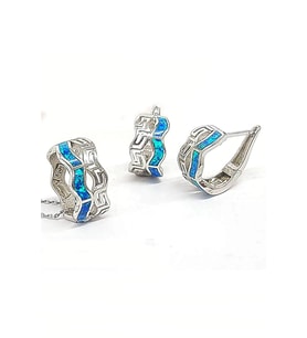 italyanTasarmı Opal Taşlı  Kupe Kolye TakiSeti