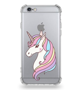 Apple iPhone 6 Uyumlu Köşe Korumalı Antişok  Kapak Unicorn Tasarımlı Şeffaf Silikon Kılıf
