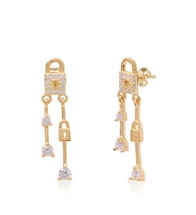 EMILIANO JEWELLERY 925 AYAR GÜMÜŞ ZİRKON TAŞLI KİLİT KÜPE