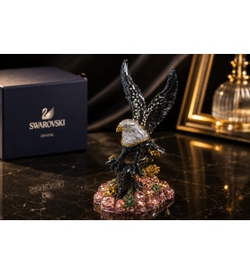 Swarovski Taşlı Kartal Biblo 11 CM  Kristal Görünümlü Lüks Dekoratif Kartal Objesi
