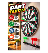 12 İnç Ahşap Dart Tahtası Seti – Metal İğne Uçlu Dart Okları