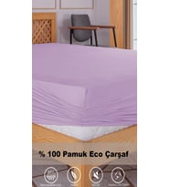 Penye Lastikli Çarşaf, 100×200 Tek Kişilik %100 Pamuk Örme Kumaş, 145 gr/m² (Lila)