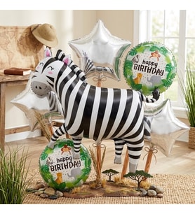 YÜKSEK KALİTE 25 ADET ZEBRA SAFARİ KONSEPT FOLYO BALON SETİ ZEBRA FOLYO BALON DOĞUM GÜNÜ BALONU SETİ