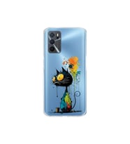 Oppo A16 ile Uyumlu Splash Kedi Tasarımlı Şeffaf Silikon Kılıf