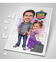 Şık Baba ve Prenses Kızı Karikatürlü Puzzle