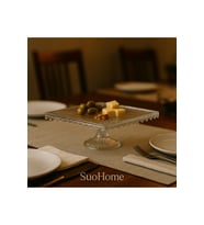 Şık Cam Kare Pasta ve Kek Servis Standı 25x25 cm